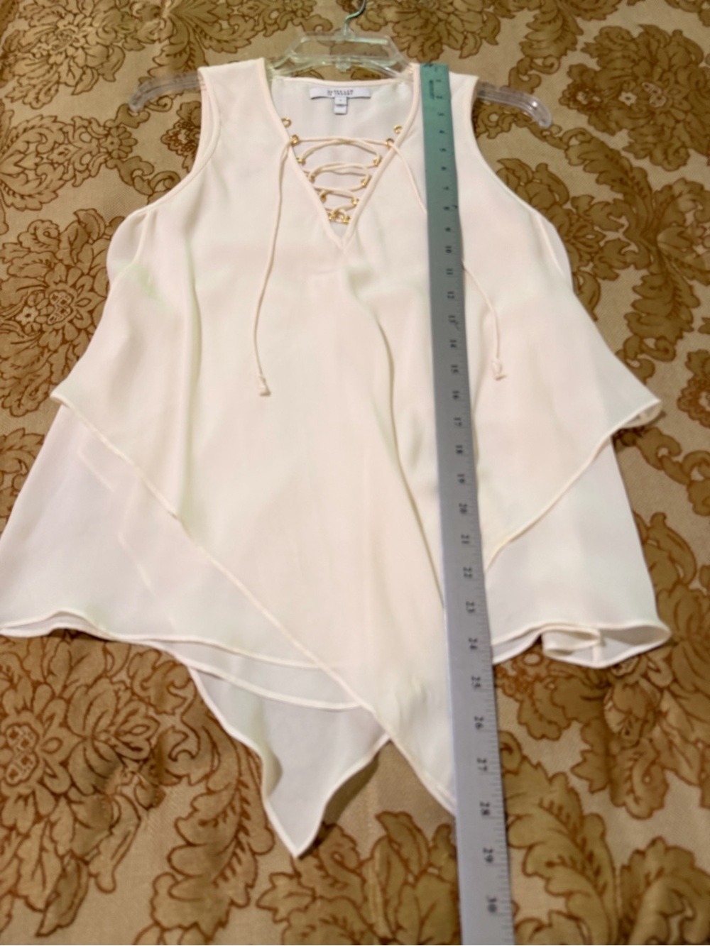 Derek Lam IO Crosby layered silk camisole, lace up V-neck, gold detail, Sz 4 - Picture 13 of 14